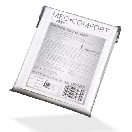 MED-COMFORT Bettschutzunterlage 75 x 90 cm | Waschbar bis 90°C | Matratzenschutz blau/weiß