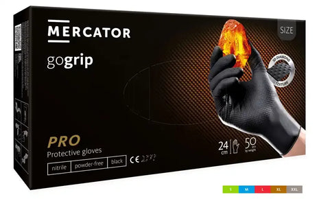 Mercator gogrip Nitrilhandschuhe schwarz 50 Stück/Box Diamanttextur