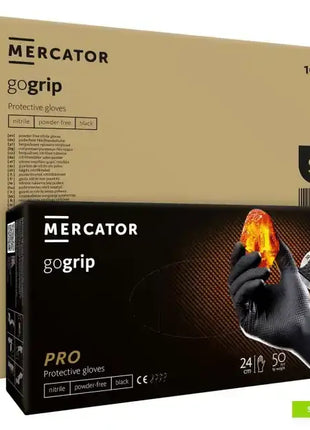 Mercator gogrip Nitrilhandschuhe schwarz 50 Stück/Box Diamanttextur