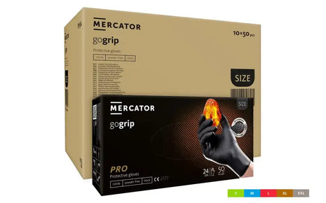Mercator gogrip Nitrilhandschuhe schwarz 50 Stück/Box Diamanttextur