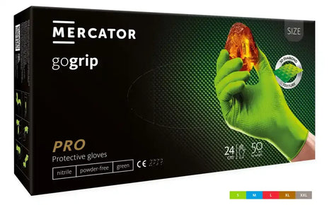 Mercator gogrip Nitrilhandschuhe grün 50 Stück/Box Diamanttextur