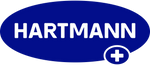 Hartmann Logo auf blauem Oval mit weißem Schriftzug und medizinischem Kreuz, Markenprodukt Hygiene Medizin