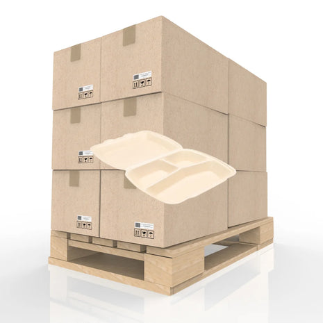 Menübox 3-geteilt IP4 2063X beige 24,5x21x7,2cm | 3.200 Stück Palette