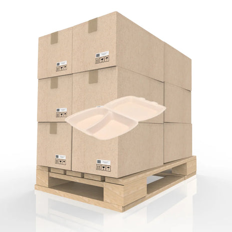 Menübox 2-geteilt IP4 2062X beige 24,5x21x7,2cm | 3.200 Stück Palette