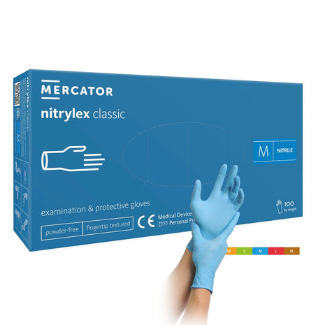 Mercator Nitrylex Classic Blue blaue Nitrilhandschuhe 100 Stück Einweghandschuhe