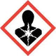Gefahrensymbol Gesundheitsschädlich, GHS-Piktogramm, schwarze Silhouette mit Explosionsstern, Warnhinweis