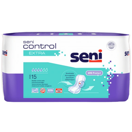 Seni Control Extra Inkontinenzbinden mit URO Protect, atmungsaktiv, 15 Stück