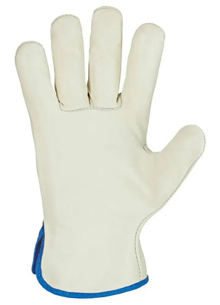 Stronghand AVUS Rindnappaleder-Handschuhe Grün-Beige - Ungefüttert mit Gummizug EN 388 Stronghand