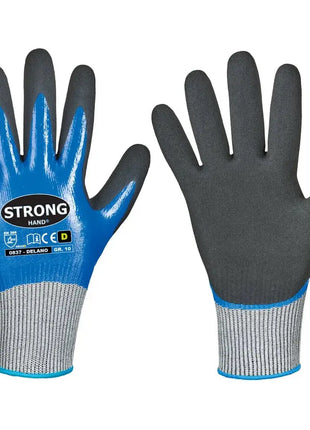 Stronghand DELANO Schnittschutzhandschuhe Level D Doppelt beschichtet Blau/Schwarz Stronghand
