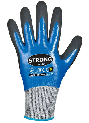 Stronghand DELANO Schnittschutzhandschuhe Level D Doppelt beschichtet Blau/Schwarz Stronghand