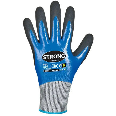 Stronghand DELANO Schnittschutzhandschuhe Level D Doppelt beschichtet Blau/Schwarz Stronghand