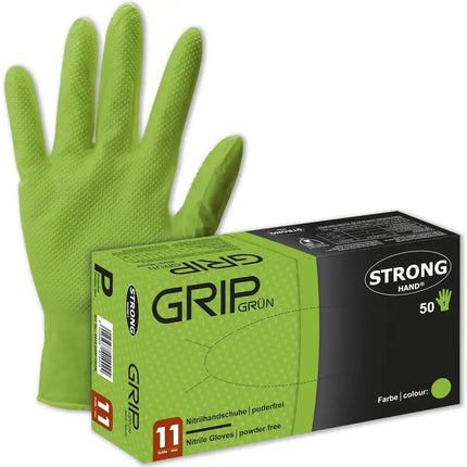 GRIP GRÜN STRONGHAND® HANDSCHUHE 50 Stück Diamanttextur Stronghand