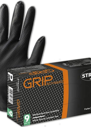 GRIP SCHWARZ | STRONGHAND® HANDSCHUHE 0442 | Diamanttextur Nitrilhandschuhe mit Grip Stronghand