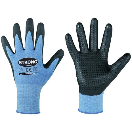 Stronghand HANTING Nitrilschaum-Handschuhe Noppen Blau/Schwarz Stronghand