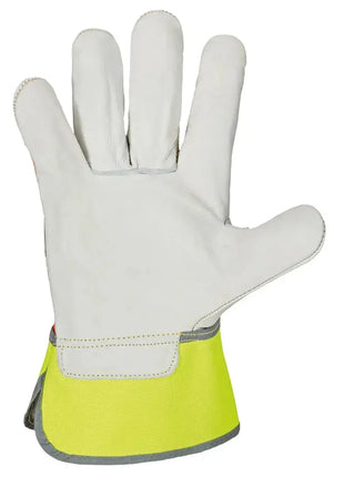 Stronghand HIVIS Warnschutz-Lederhandschuhe Rindvollleder Natur/Orange Stronghand