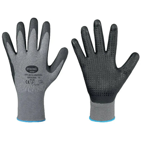 Stronghand LANZHOU Nitrilschaum-Handschuhe Nitrilnoppen Grau/Schwarz Stronghand