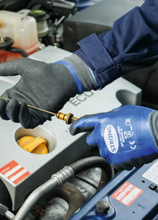 Stronghand LAREDO Nitrilhandschuhe Doppelt beschichtet Blau/Schwarz - Ölige Umgebung EN 388 Stronghand
