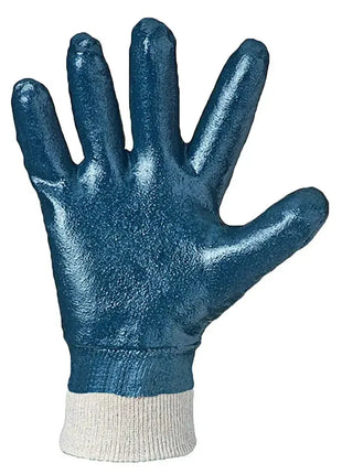 Blauer Arbeitshandschuh aus Baumwolle mit Nitril-Beschichtung für Schutz und Hygiene