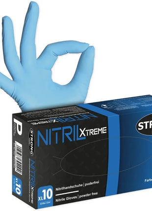 Stronghand XTREME BLUE Nitrilhandschuhe Extra Stark Puderfrei KAT 3 - Chemieschutz EN 374 Stronghand