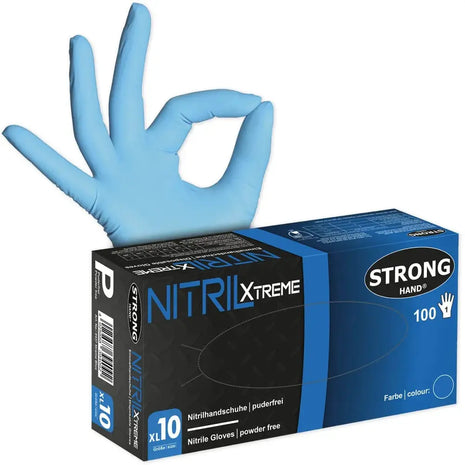 Stronghand XTREME BLUE Nitrilhandschuhe Extra Stark Puderfrei KAT 3 - Chemieschutz EN 374 Stronghand