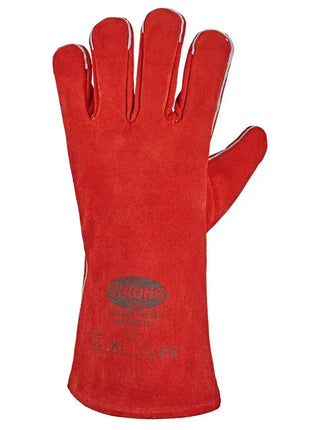 Roter Schweißerhandschuh aus Leder, robust, hitzebeständig, Arbeitsschutz