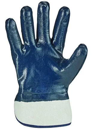 Blauer Nitril-Arbeitshandschuh mit weißer Manschette für professionellen Handschutz