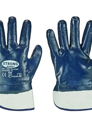 Blaue Nitril-Arbeitshandschuhe Vollstar für Hand- und Hautschutz, Vorder- und Rückseite sichtbar