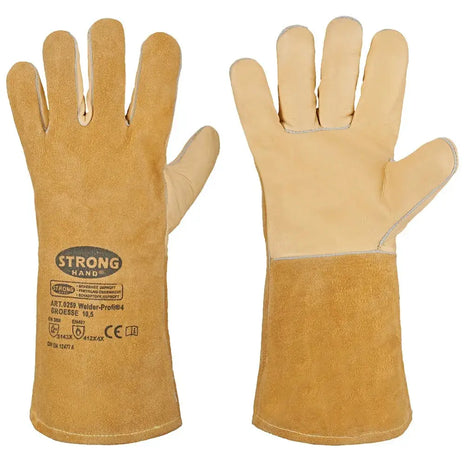 Stronghand WELDER-PROFI4 Schweißerhandschuhe Rindleder 35cm - Vollleder/Spaltleder Größe 10,5 Stronghand
