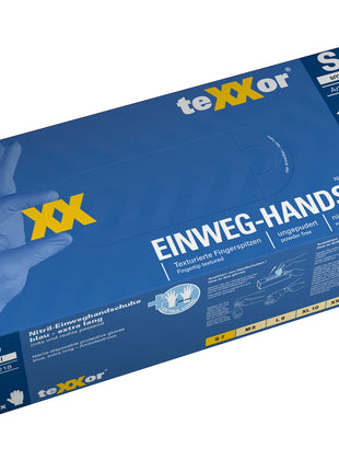 teXXor® Nitril-Einweg-Handschuhe EXTRA LONG blau | 100 Stück