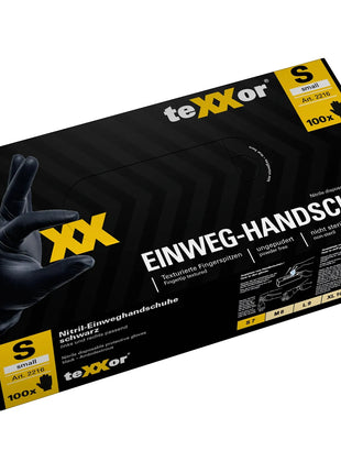 teXXor Nitrilhandschuhe Einmalhandschuhe schwarz | 100 Stück