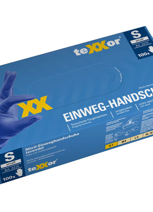 teXXor Nitrilhandschuhe Einmalhandschuhe blau | 100 Stück