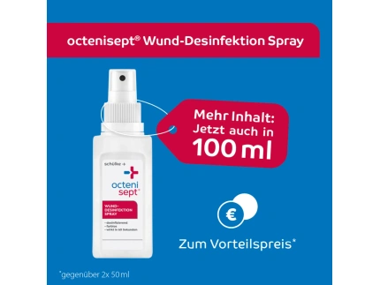 Banner für Octenisept Wunddesinfektion in 100 ml Flasche von Schülke. Zuverlässiger Schutz und Pflege für Wunden