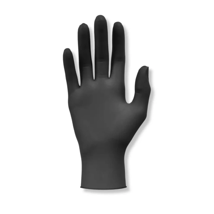 Schwarze Nitrilhandschuhe von Senipax, bekannt als Meditrade Nitril Black - Hochwertige Einweghandschuhe für verschiedene Anwendungen. Einzelner Handschuh