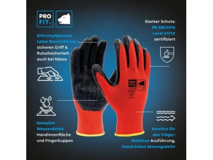 PRO FIT by Fitzner Mechaniker-Handschuhe Latex-Feinstrickhandschuh, Wasserdichte Handinnenfläche