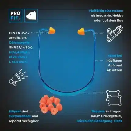 Gehörschutzbügel "Proflex 24", SNR 24 dB, orange Stöpsel