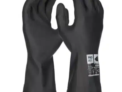 PRO FIT | Neopren/Latex Chemikalienschutzhandschuh, | 30 cm, schwarz | 12 Paar