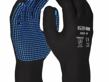 Nitril Handschuhe, "Air", schwarz/blau, vollgetaucht, Noppen