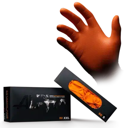 Extra starke und volltexturierte Nitrilhandschuhe in Orange