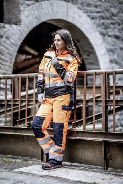 NITRAS MOTION TEX VIZ Warnschutz-Softshelljacke 7170 in neonorange/schwarz