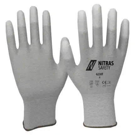 NITRAS PU-Antistatikhandschuhe 6230T in grau/weiß